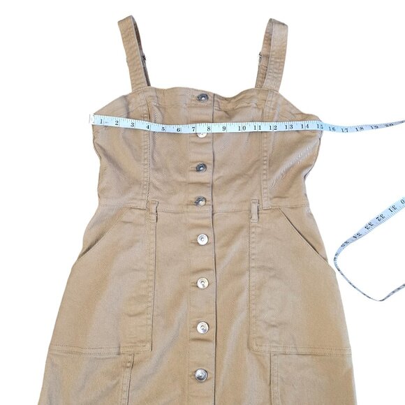 Divided Denim‎ Khaki Overall Button Dress  Size: S Excellent Used Condition - Picture 2 of 7
